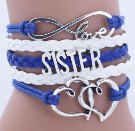 B540 Blue & White Sister Leather Layered Bracelet - Iris Fashion Jewelry