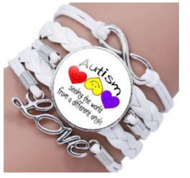 B1030 White Autism Awareness Bracelet - Iris Fashion Jewelry