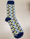 *SF508 Blue & Yellow Rectangles Socks - Iris Fashion Jewelry