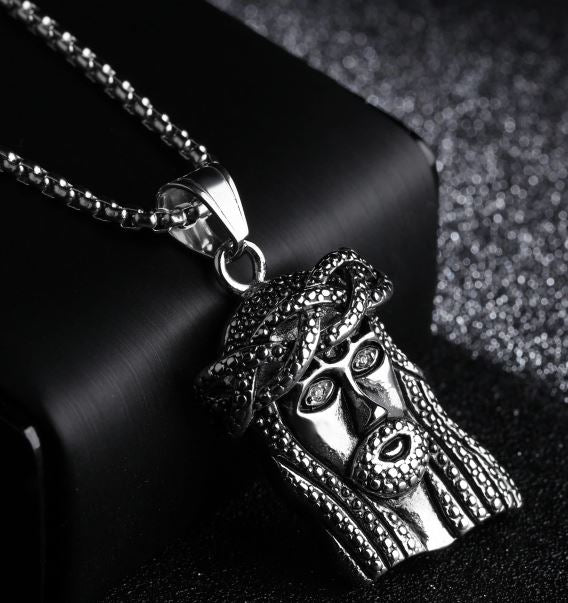 N1244 Silver Jesus Pendant Necklace - Iris Fashion Jewelry