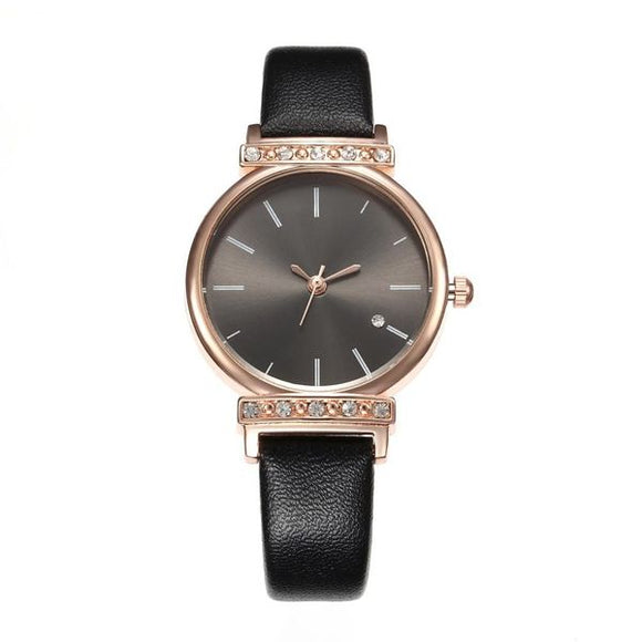 W114 Black Band Elegance Collection Quartz Watch - Iris Fashion Jewelry