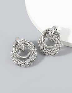 E1615 Silver Textured Multi Circle Earrings - Iris Fashion Jewelry