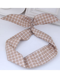 H12 Khaki Gingham Pattern Wire & Cloth Hair Band - Iris Fashion Jewelry