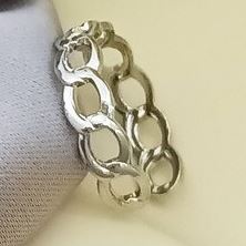 AR40 Silver Chain Link Design Adjustable Ring - Iris Fashion Jewelry