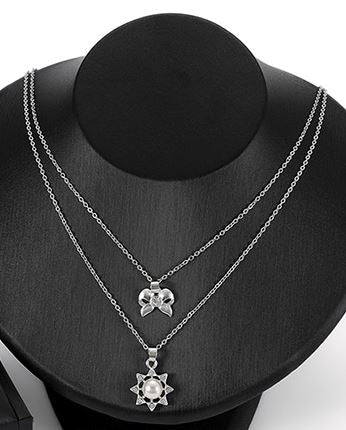 N1770 Silver Rhinestone Bow & Sun Necklace With FREE Earrings - Iris Fashion Jewelry