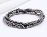 B1070 Gun Metal Seed Beads Strand Bracelet - Iris Fashion Jewelry