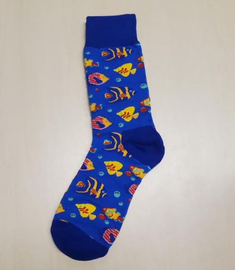 SF1078 Royal Blue Tropical Fish Socks - Iris Fashion Jewelry