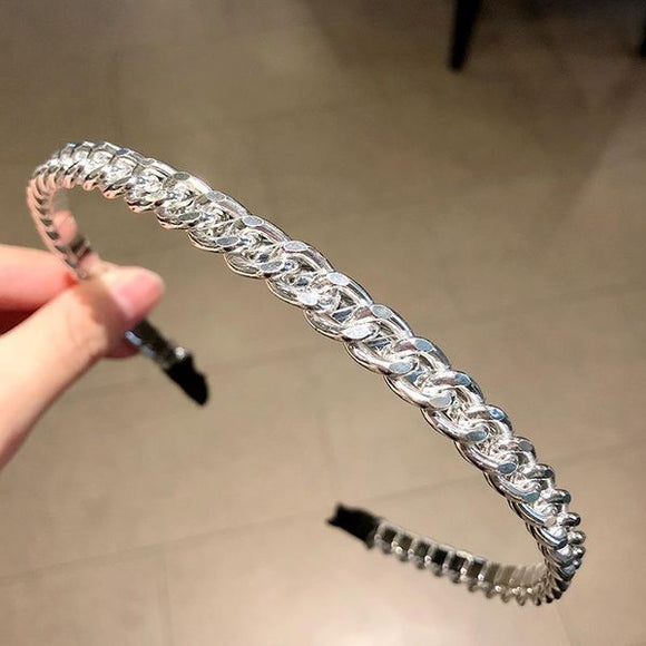 H193 Silver Chain Link Hair Band - Iris Fashion Jewelry