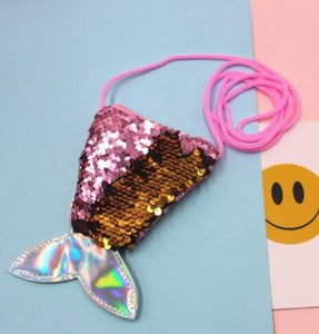 L326 Pink & Gold Sequined Mermaid Tail Coin Purse - Iris Fashion Jewelry