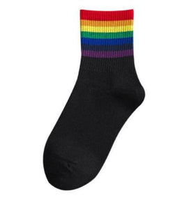 SF1159 Black Bold Line Rainbow Socks - Iris Fashion Jewelry