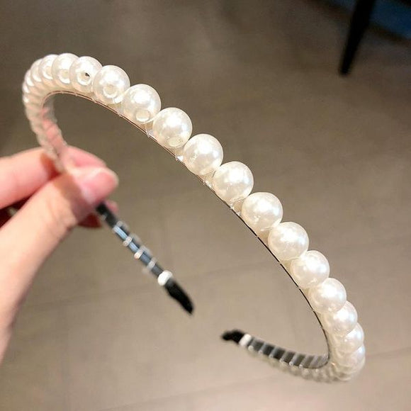 H29 White Pearl Hair Band - Iris Fashion Jewelry