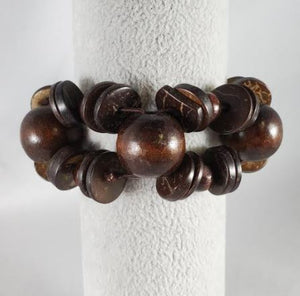 B742 Brown Round Multi Strand Bead Bracelet - Iris Fashion Jewelry