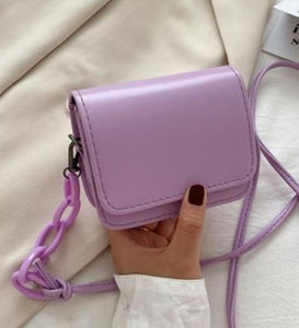 PB79 Mini Lilac Chain Accent Shoulder Bag - Iris Fashion Jewelry