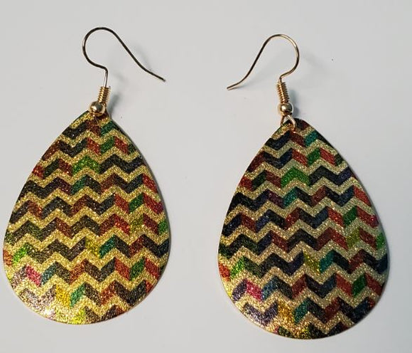 *E1225 Gold Colorful Teardrop Metal Earrings - Iris Fashion Jewelry