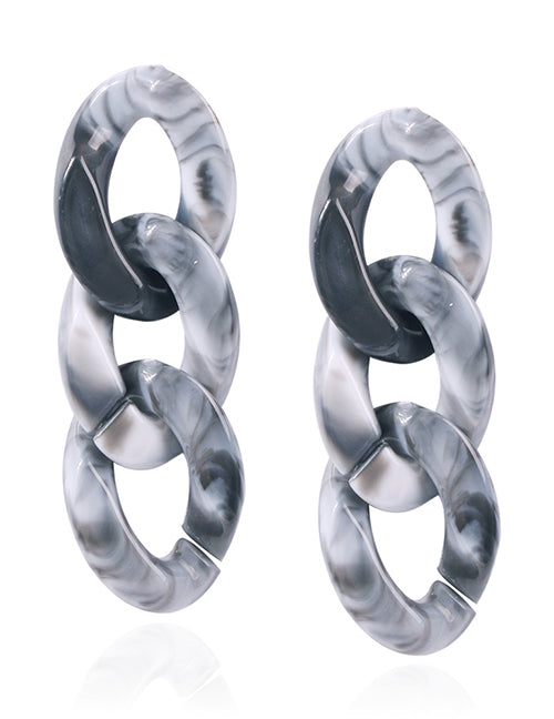 E1799 White Marble Chain Link Acrylic Earrings - Iris Fashion Jewelry