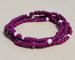 B1110 Fuchsia & White Seed Beads Strand Bracelet - Iris Fashion Jewelry