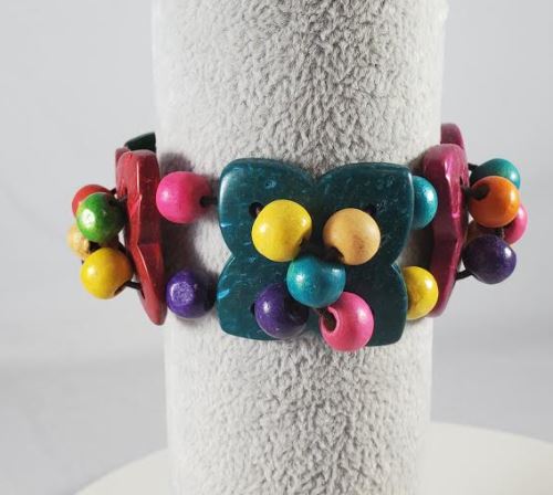B332 Multi Flower Colorful Multi Bead Bracelet - Iris Fashion Jewelry