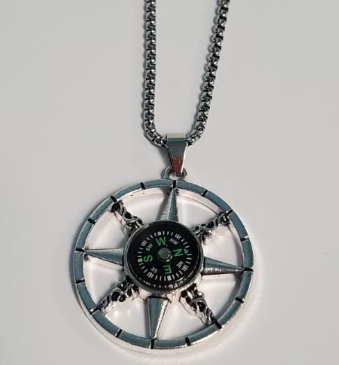 *N1324 Silver Compass Necklace - Iris Fashion Jewelry