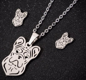 N1427 Silver Puppy Dog Stainless Steel Necklace with FREE Earrings - Iris Fashion Jewelry