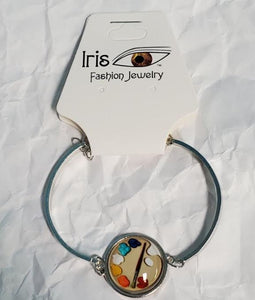 B949 Silver Paint Palette Dome Bracelet - Iris Fashion Jewelry