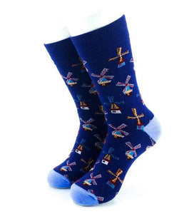 SF162 Blue Windmill Socks - Iris Fashion Jewelry