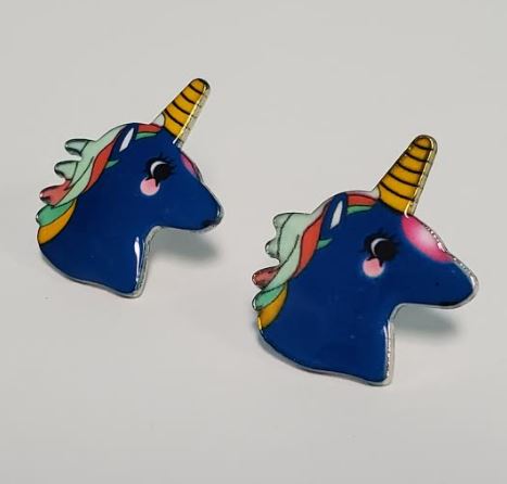 L104 Royal Blue Unicorn Earrings - Iris Fashion Jewelry