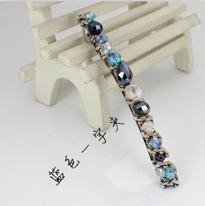 H609 Shades of Blue Beaded Hair Clip - Iris Fashion Jewelry