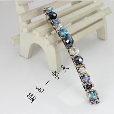 H609 Shades of Blue Beaded Hair Clip - Iris Fashion Jewelry