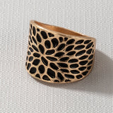 R476 Gold Black Decorated Ring - Iris Fashion Jewelry