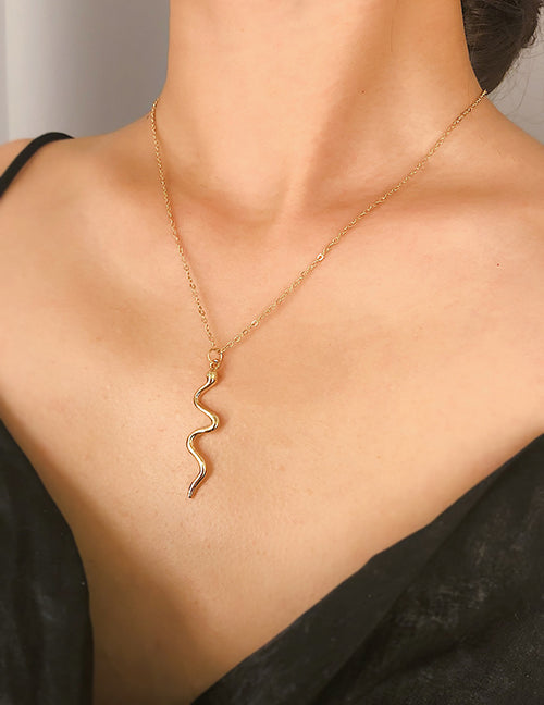 N266 Gold Dainty Snake Necklace with FREE Earrings - Iris Fashion Jewelry