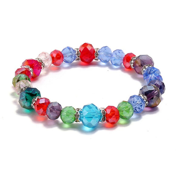 B390 Multi Color Bead Rhinestone Bracelet - Iris Fashion Jewelry