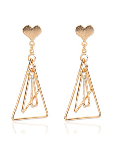 E704 Gold Heart Multi Triangle Earrings - Iris Fashion Jewelry