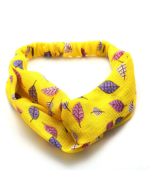H382 Yellow Leaf Pattern Head Band - Iris Fashion Jewelry