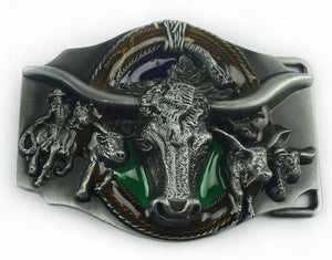 BU107 Green Bull Belt Buckle - Iris Fashion Jewelry