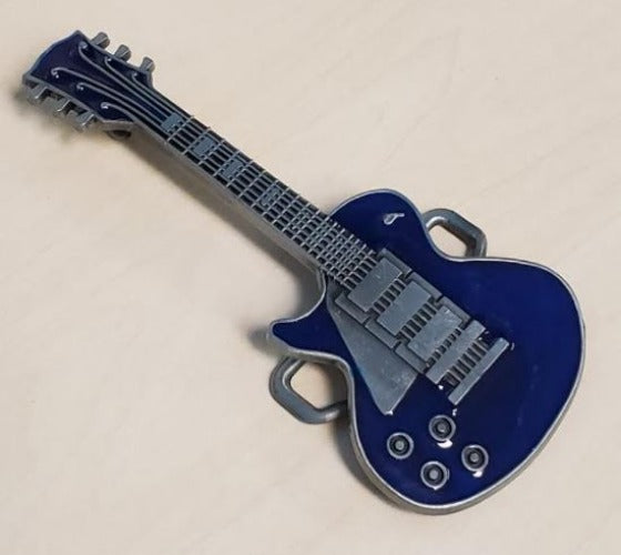BU192 Blue Guitar Belt Buckle - Iris Fashion Jewelry