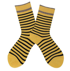 SF955 Golden Yellow Black Stripes Socks - Iris Fashion Jewelry