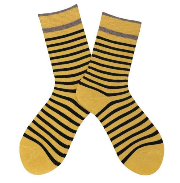 SF955 Golden Yellow Black Stripes Socks - Iris Fashion Jewelry