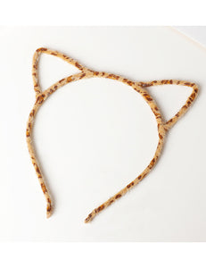 H708 Light Brown Leopard Print Cat Ears Head Band - Iris Fashion Jewelry