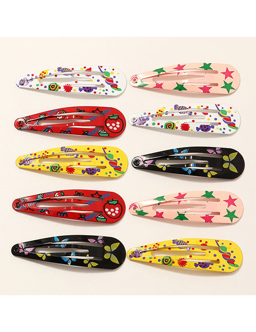 L270 Assorted Printed Hair Clips Pack of 10 - Iris Fashion Jewelry