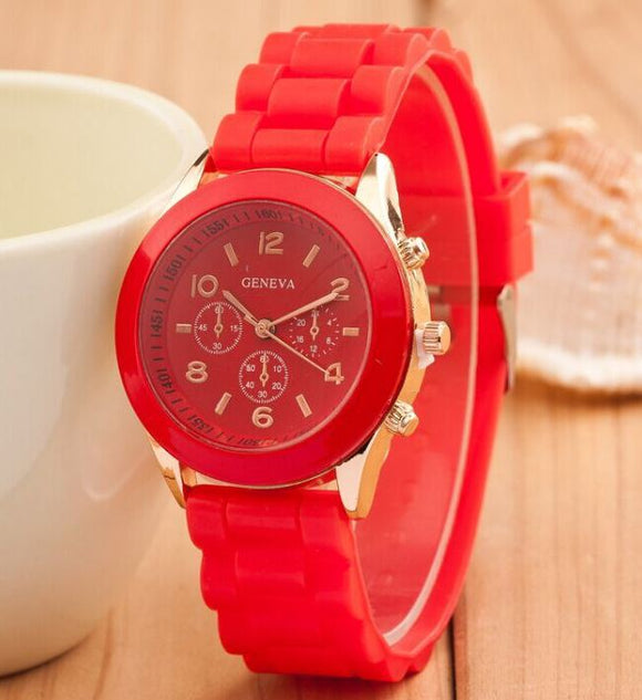 W442 Red Silicone Collection Quartz Watch - Iris Fashion Jewelry