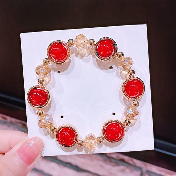 B610 Gold & Red Gem Bracelet - Iris Fashion Jewelry