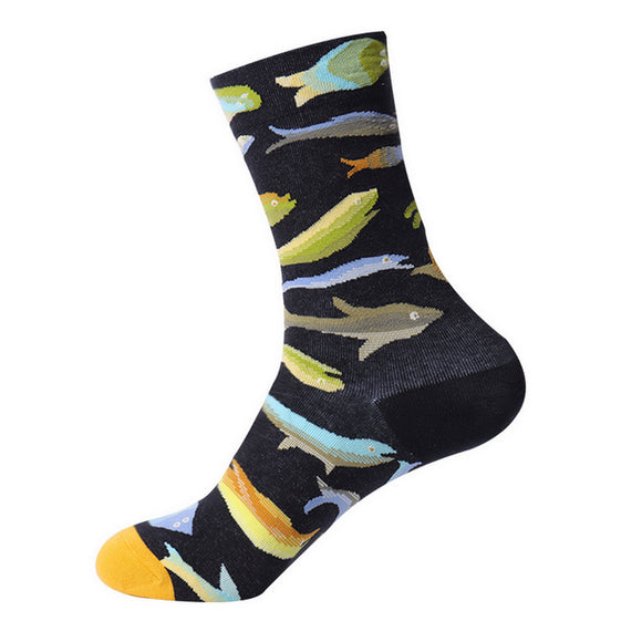 SF1047 Black Colorful Sea Life Socks - Iris Fashion Jewelry