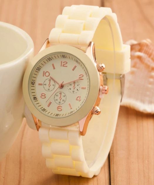 W449 Ivory Silicone Collection Quartz Watch - Iris Fashion Jewelry