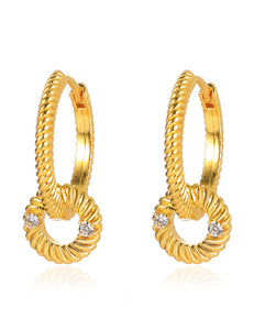 E1625 Gold Silver Hoop Rhinestone Dangle Earrings - Iris Fashion Jewelry