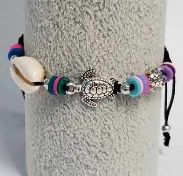 B917 Black Cord Sea Turtle Bead Bracelet - Iris Fashion Jewelry