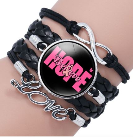 B710 Believe Hope Breast Cancer Awareness Bracelet - Iris Fashion Jewelry