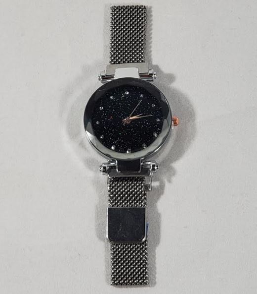 W400 Silver Midnight Mesh Rhinestones Collection Quartz Watch - Iris Fashion Jewelry