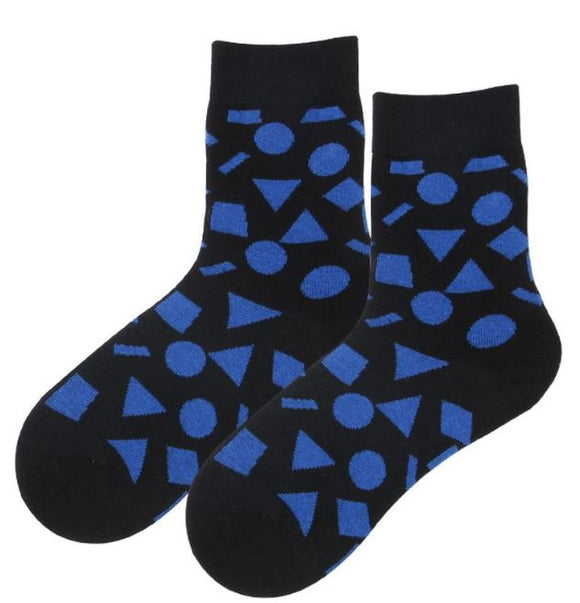 SF515 Black Blue Assorted Shapes Socks - Iris Fashion Jewelry