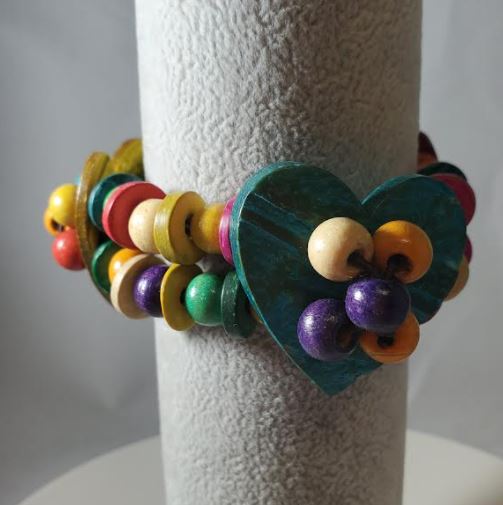 B1017 Multi Color Heart Wooden Bead Bracelet - Iris Fashion Jewelry