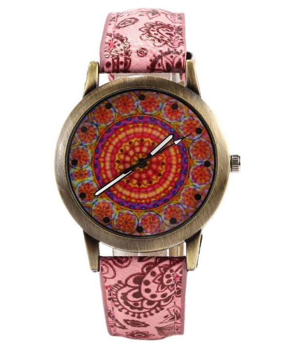W369 Pink Paisley Collection Quartz Watch - Iris Fashion Jewelry